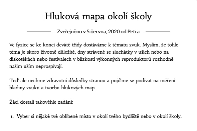 Hluková mapa okolí školy